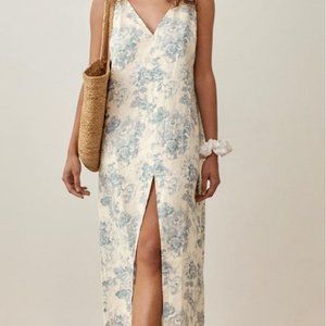 Reformation Monique Size L Linen Midi Dress